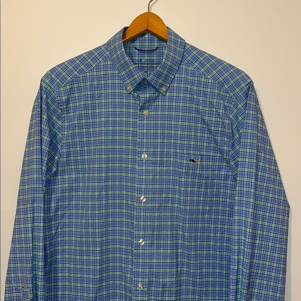 VINEYARD VINES OTG Performance Plaid Button Down Shirt Nylon Men’s Medium EUC - Picture 3 of 8